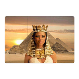 Магнитный плакат 3Х2 с принтом Клеопатра в Белгороде, Полимерный материал с магнитным слоем | 6 деталей размером 9*9 см | египет | египетская | закат | золото | клеопатра | корона | песок | пирамиды | пустыня | солнце | царица