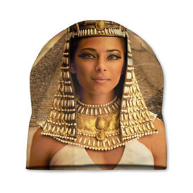 Шапка 3D с принтом Клеопатра в Белгороде, 100% полиэстер | универсальный размер, печать по всей поверхности изделия | египет | египетская | закат | золото | клеопатра | корона | песок | пирамиды | пустыня | солнце | царица