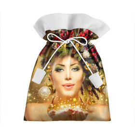 Подарочный 3D мешок с принтом Чудо девушка в Белгороде, 100% полиэстер | Размер: 29*39 см | волшебница | волшебство | звезды | новый год | подарки | празник | фея | чудо девушка