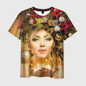 Мужская футболка 3D с принтом Чудо девушка в Белгороде, 100% полиэфир | прямой крой, круглый вырез горловины, длина до линии бедер | волшебница | волшебство | звезды | новый год | подарки | празник | фея | чудо девушка