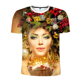 Мужская футболка 3D спортивная с принтом Чудо девушка в Белгороде, 100% полиэстер с улучшенными характеристиками | приталенный силуэт, круглая горловина, широкие плечи, сужается к линии бедра | волшебница | волшебство | звезды | новый год | подарки | празник | фея | чудо девушка