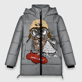 Женская зимняя куртка 3D с принтом Сова мотоциклист в Белгороде, верх — 100% полиэстер; подкладка — 100% полиэстер; утеплитель — 100% полиэстер | длина ниже бедра, силуэт Оверсайз. Есть воротник-стойка, отстегивающийся капюшон и ветрозащитная планка. 

Боковые карманы с листочкой на кнопках и внутренний карман на молнии | сова