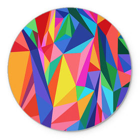 Коврик круглый с принтом Радуга в Белгороде, резина и полиэстер | круглая форма, изображение наносится на всю лицевую часть | polygonal | многоугольник | полигональный | разноцветный