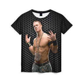Женская футболка 3D с принтом John Cena в Белгороде, 100% полиэфир ( синтетическое хлопкоподобное полотно) | прямой крой, круглый вырез горловины, длина до линии бедер | john cena | wwe чемпион | джон сина