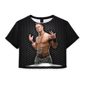 Женская футболка 3D укороченная с принтом John Cena в Белгороде, 100% полиэстер | круглая горловина, длина футболки до линии талии, рукава с отворотами | john cena | wwe чемпион | джон сина