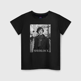 Детская футболка хлопок с принтом SHERLOCK 2 в Белгороде, 100% хлопок | круглый вырез горловины, полуприлегающий силуэт, длина до линии бедер | Тематика изображения на принте: sherlock | шерлок | шерлок холмс