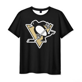 Мужская футболка 3D с принтом Pittsburgh Penguins Crosby в Белгороде, 100% полиэфир | прямой крой, круглый вырез горловины, длина до линии бедер | Тематика изображения на принте: crosby | nhl | pittsburgh penguins