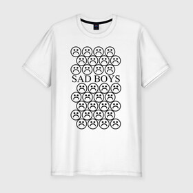 Мужская футболка премиум с принтом Sad Boys logo в Белгороде, 92% хлопок, 8% лайкра | приталенный силуэт, круглый вырез ворота, длина до линии бедра, короткий рукав | boys | sad | sad boys | yung lean
