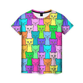 Женская футболка 3D с принтом Котятушки в Белгороде, 100% полиэфир ( синтетическое хлопкоподобное полотно) | прямой крой, круглый вырез горловины, длина до линии бедер | кот | котенок | котик | кошечка | кошка | мем | независимая | сильная