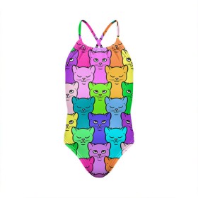 Детский купальник 3D с принтом Котятушки в Белгороде, Полиэстер 85%, Спандекс 15% | Слитный крой, подклад по переду изделия, узкие бретели | Тематика изображения на принте: кот | котенок | котик | кошечка | кошка | мем | независимая | сильная