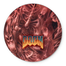 Коврик круглый с принтом Doom (Classic) в Белгороде, резина и полиэстер | круглая форма, изображение наносится на всю лицевую часть | 90 | олдскул | скелет | череп