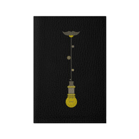 Обложка для паспорта матовая кожа с принтом Ламповый галстук в Белгороде, натуральная матовая кожа | размер 19,3 х 13,7 см; прозрачные пластиковые крепления | галстук | лампа | стимпанк | усы | шестеренки
