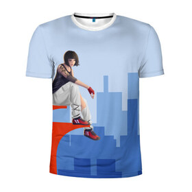 Мужская футболка 3D спортивная с принтом Паркур в Белгороде, 100% полиэстер с улучшенными характеристиками | приталенный силуэт, круглая горловина, широкие плечи, сужается к линии бедра | faith | mirrors edge | parkour | зеркальная грань | паркур | фейт