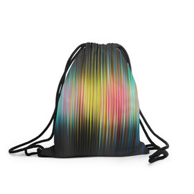 Рюкзак-мешок 3D с принтом Спектр в Белгороде, 100% полиэстер | плотность ткани — 200 г/м2, размер — 35 х 45 см; лямки — толстые шнурки, застежка на шнуровке, без карманов и подкладки | мерцание | радуга | свет | свечение | сияние | спектр | цвета | эквалайзер