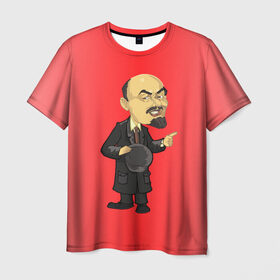 Мужская футболка 3D с принтом Ленин каррикатура в Белгороде, 100% полиэфир | прямой крой, круглый вырез горловины, длина до линии бедер | lenin | ussr | владимир | ильич | ленин | ссср