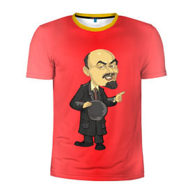 Мужская футболка 3D спортивная с принтом Ленин каррикатура в Белгороде, 100% полиэстер с улучшенными характеристиками | приталенный силуэт, круглая горловина, широкие плечи, сужается к линии бедра | lenin | ussr | владимир | ильич | ленин | ссср