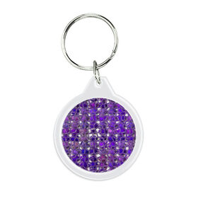 Брелок круглый с принтом Фиолетовая мозаика в Белгороде, пластик и полированная сталь | круглая форма, металлическое крепление в виде кольца | дизайн | искусство | композиция | мозаика | стёклышки | цветные камешки