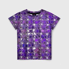 Детская футболка 3D с принтом Фиолетовая мозаика в Белгороде, 100% гипоаллергенный полиэфир | прямой крой, круглый вырез горловины, длина до линии бедер, чуть спущенное плечо, ткань немного тянется | дизайн | искусство | композиция | мозаика | стёклышки | цветные камешки