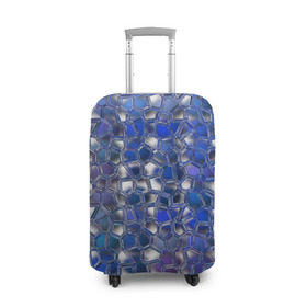 Чехол для чемодана 3D с принтом Синяя мозаика в Белгороде, 86% полиэфир, 14% спандекс | двустороннее нанесение принта, прорези для ручек и колес | дизайн | искусство | композиция | мозаика | стёклышки | цветные камешки