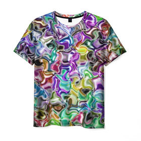 Мужская футболка 3D с принтом Цветное безумие в Белгороде, 100% полиэфир | прямой крой, круглый вырез горловины, длина до линии бедер | арт | дизайн | искусство | краски | мозаика | палитра | радуга | разные цвета | текстура | цветное безумие