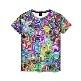 Женская футболка 3D с принтом Цветное безумие в Белгороде, 100% полиэфир ( синтетическое хлопкоподобное полотно) | прямой крой, круглый вырез горловины, длина до линии бедер | арт | дизайн | искусство | краски | мозаика | палитра | радуга | разные цвета | текстура | цветное безумие