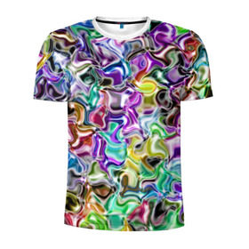 Мужская футболка 3D спортивная с принтом Цветное безумие в Белгороде, 100% полиэстер с улучшенными характеристиками | приталенный силуэт, круглая горловина, широкие плечи, сужается к линии бедра | арт | дизайн | искусство | краски | мозаика | палитра | радуга | разные цвета | текстура | цветное безумие