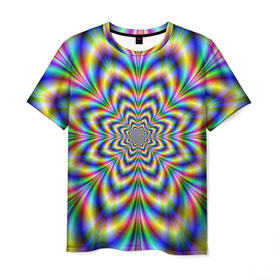 Мужская футболка 3D с принтом Красочная иллюзия в Белгороде, 100% полиэфир | прямой крой, круглый вырез горловины, длина до линии бедер | гипноз | движение | красочный фон | обман зрения | оптическая иллюзия | погружение | текстура | фокус