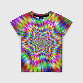 Детская футболка 3D с принтом Спектральная иллюзия в Белгороде, 100% гипоаллергенный полиэфир | прямой крой, круглый вырез горловины, длина до линии бедер, чуть спущенное плечо, ткань немного тянется | взрыв | гипноз | движение | краски | красочный фон | обман зрения | оптическая иллюзия | погружение | текстура | фокус | цветовой спектр