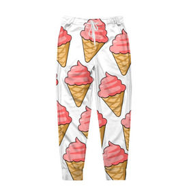 Мужские брюки 3D с принтом Мороженки в Белгороде, 100% полиэстер | манжеты по низу, эластичный пояс регулируется шнурком, по бокам два кармана без застежек, внутренняя часть кармана из мелкой сетки | девушкам | мороженка | мороженое | сладкая