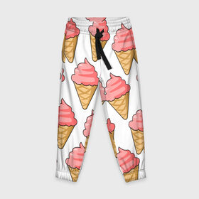 Детские брюки 3D с принтом Мороженки в Белгороде, 100% полиэстер | манжеты по низу, эластичный пояс регулируется шнурком, по бокам два кармана без застежек, внутренняя часть кармана из мелкой сетки | девушкам | мороженка | мороженое | сладкая