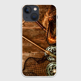 Чехол для iPhone 13 mini с принтом Рыбацкий стол в Белгороде,  |  | грузило | карась | лодка | окунь | природа | река | рыбак | рыболов | снасти | туризм | щука
