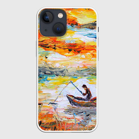 Чехол для iPhone 13 mini с принтом Рыбак на лодке в Белгороде,  |  | грузило | карась | лодка | окунь | природа | река | рыбак | рыболов | снасти | туризм | щука