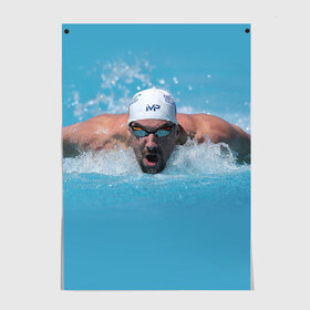 Постер с принтом Michael Phelps в Белгороде, 100% бумага
 | бумага, плотность 150 мг. Матовая, но за счет высокого коэффициента гладкости имеет небольшой блеск и дает на свету блики, но в отличии от глянцевой бумаги не покрыта лаком | 