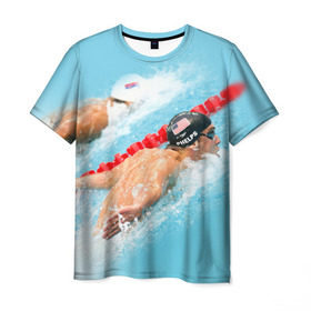 Мужская футболка 3D с принтом Michael Phelps в Белгороде, 100% полиэфир | прямой крой, круглый вырез горловины, длина до линии бедер | Тематика изображения на принте: фелпс