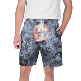 Мужские шорты 3D с принтом Феникс в Белгороде,  полиэстер 100% | прямой крой, два кармана без застежек по бокам. Мягкая трикотажная резинка на поясе, внутри которой широкие завязки. Длина чуть выше колен | phoenix | огонь | пламя | птица