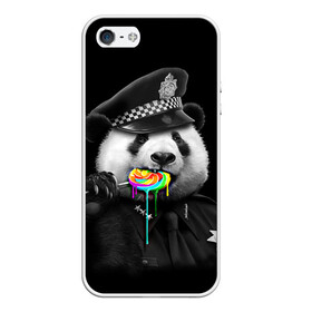 Чехол для iPhone 5/5S матовый с принтом Панда и карамель в Белгороде, Силикон | Область печати: задняя сторона чехла, без боковых панелей | панда | черно белый
