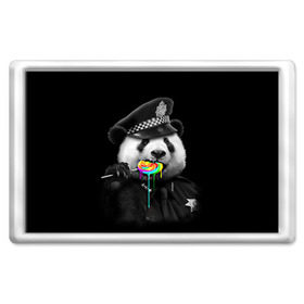 Магнит 45*70 с принтом Панда и карамель в Белгороде, Пластик | Размер: 78*52 мм; Размер печати: 70*45 | панда | черно белый