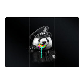 Магнитный плакат 3Х2 с принтом Панда и карамель в Белгороде, Полимерный материал с магнитным слоем | 6 деталей размером 9*9 см | панда | черно белый