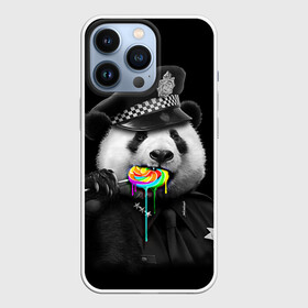 Чехол для iPhone 13 Pro с принтом Панда и карамель в Белгороде,  |  | панда | черно белый