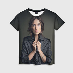 Женская футболка 3D с принтом Кира Найтли в Белгороде, 100% полиэфир ( синтетическое хлопкоподобное полотно) | прямой крой, круглый вырез горловины, длина до линии бедер | keira knightley | британская актриса | кира найтли | оскар