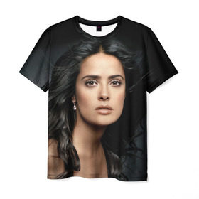 Мужская футболка 3D с принтом Сальма Хайек в Белгороде, 100% полиэфир | прямой крой, круглый вырез горловины, длина до линии бедер | salma hayek | актриса | мексикано американская | певица | продюсер | режиссёр | сальма хайек