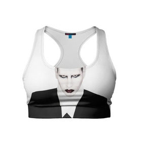 Женский спортивный топ 3D с принтом Мэрилин Мэнсон в Белгороде, 82% полиэстер, 18% спандекс Ткань безопасна для здоровья, позволяет коже дышать, не мнется и не растягивается |  | marilyn manson | мэрилин мэнсон