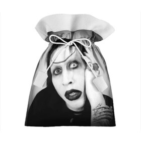 Подарочный 3D мешок с принтом Мэрилин Мэнсон в Белгороде, 100% полиэстер | Размер: 29*39 см | Тематика изображения на принте: мэрилин мэнсон