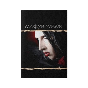 Обложка для паспорта матовая кожа с принтом Мэрилин Мэнсон в Белгороде, натуральная матовая кожа | размер 19,3 х 13,7 см; прозрачные пластиковые крепления | мэрилин мэнсон