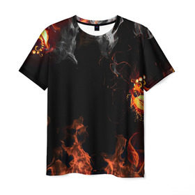 Мужская футболка 3D с принтом Огонь в Белгороде, 100% полиэфир | прямой крой, круглый вырез горловины, длина до линии бедер | red | абстракция | арт | дым | новые | огонь | прикольные