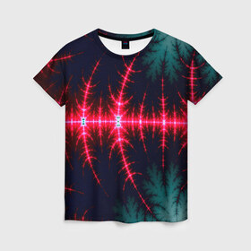 Женская футболка 3D с принтом Звуковые волны в Белгороде, 100% полиэфир ( синтетическое хлопкоподобное полотно) | прямой крой, круглый вырез горловины, длина до линии бедер | абстракт | абстракции | иллюзия | прикольные | текстуры