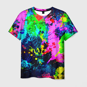 Мужская футболка 3D с принтом Пятна краски в Белгороде, 100% полиэфир | прямой крой, круглый вырез горловины, длина до линии бедер | гранж | краска | новые | прикольные | текстуры | цветные