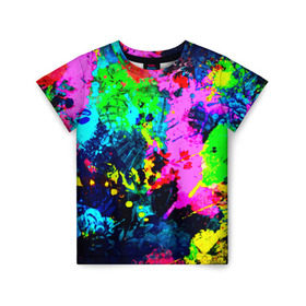 Детская футболка 3D с принтом Пятна краски в Белгороде, 100% гипоаллергенный полиэфир | прямой крой, круглый вырез горловины, длина до линии бедер, чуть спущенное плечо, ткань немного тянется | Тематика изображения на принте: гранж | краска | новые | прикольные | текстуры | цветные