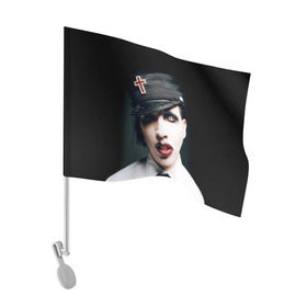Флаг для автомобиля с принтом Мэрилин Мэнсон в Белгороде, 100% полиэстер | Размер: 30*21 см | marilyn manson | мэрилин мэнсон