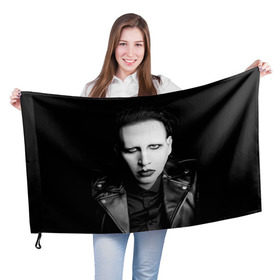 Флаг 3D с принтом Мэрилин Мэнсон в Белгороде, 100% полиэстер | плотность ткани — 95 г/м2, размер — 67 х 109 см. Принт наносится с одной стороны | marilyn manson | мэрилин мэнсон